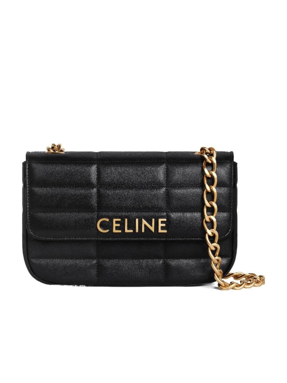 Celine Matelasse MonochromeQuilted Leather Shoulder Bag in Black with Gold Chain - Picture 14 of 15